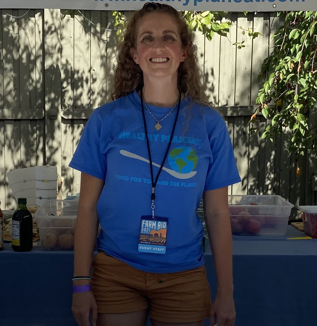 Rosemary Ostfeld at a Healthy PlanEat farmers market stand